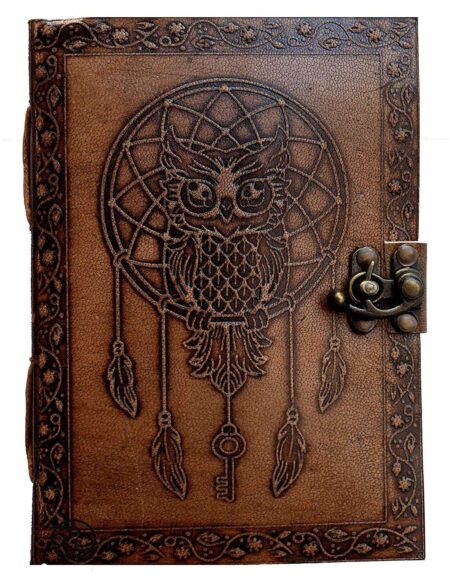 SukhStyle Dreamcatcher Embossed Leather Diary – Vintage Clasp Journal