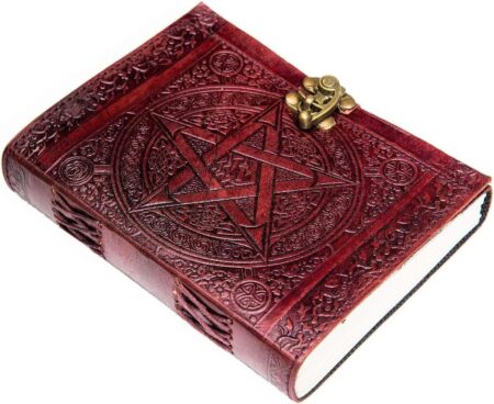 SukhStyle Gothic Red Embossed Leather Diary – Handcrafted Vintage Clasp Journal