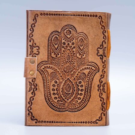 SukhStyle Hamsa Hand Embossed Leather Diary – Handmade Vintage Journal