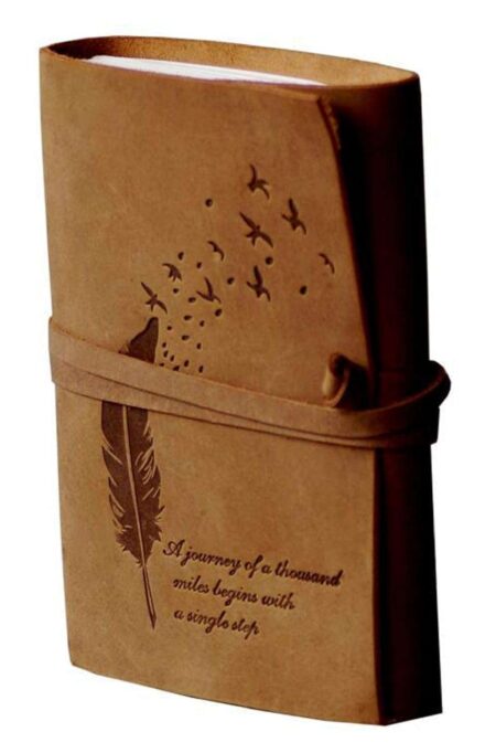 SukhStyle Feather & Birds Leather Wrap Journal – Vintage Handmade Diary
