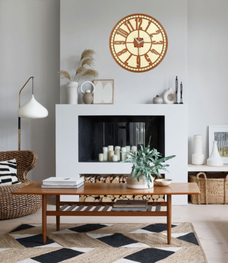 Wooden Silent Non-Ticking Wall Clock for Home Stylish Latest Designer Wall Clock for Home Living Room Bedroom Office Hall 12x12-CH-RW4