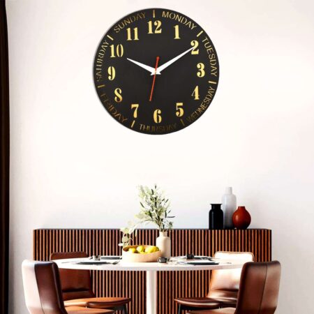 Wooden Silent Non-Ticking Wall Clock for Home Stylish Latest Designer Wall Clock for Home Living Room Bedroom Office Hall 12x12-CH-RWKW3