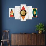 Golden Geometry Harmony 3D Five-Panel Framed Wall Art