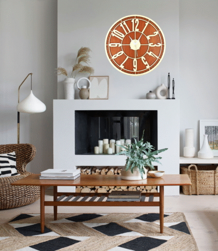 Wooden Silent Non-Ticking Wall Clock for Home Stylish Latest Designer Wall Clock for Home Living Room Bedroom Office Hall 12x12-CH-RW3