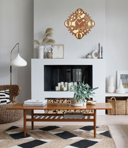 Wooden Silent Non-Ticking Wall Clock for Home Stylish Latest Designer Wall Clock for Home Living Room Bedroom Office Hall 12x12-CH-SIW1